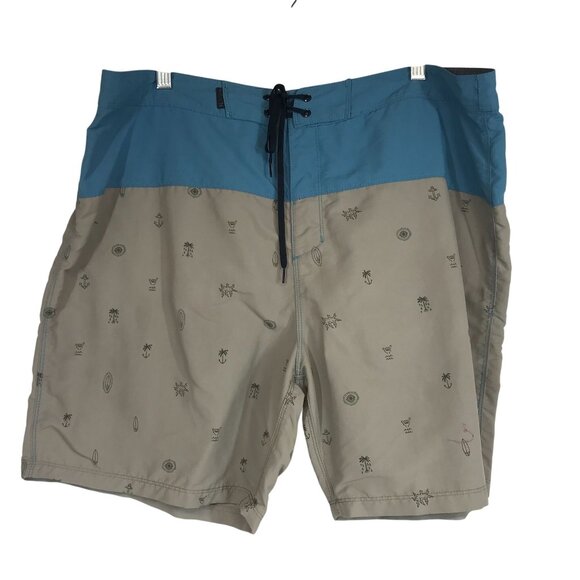 HURLEY - MEN'S 38 - GRAY/BLUE NYLON BOARD SWIM SHORTS - Picture 1 of 10